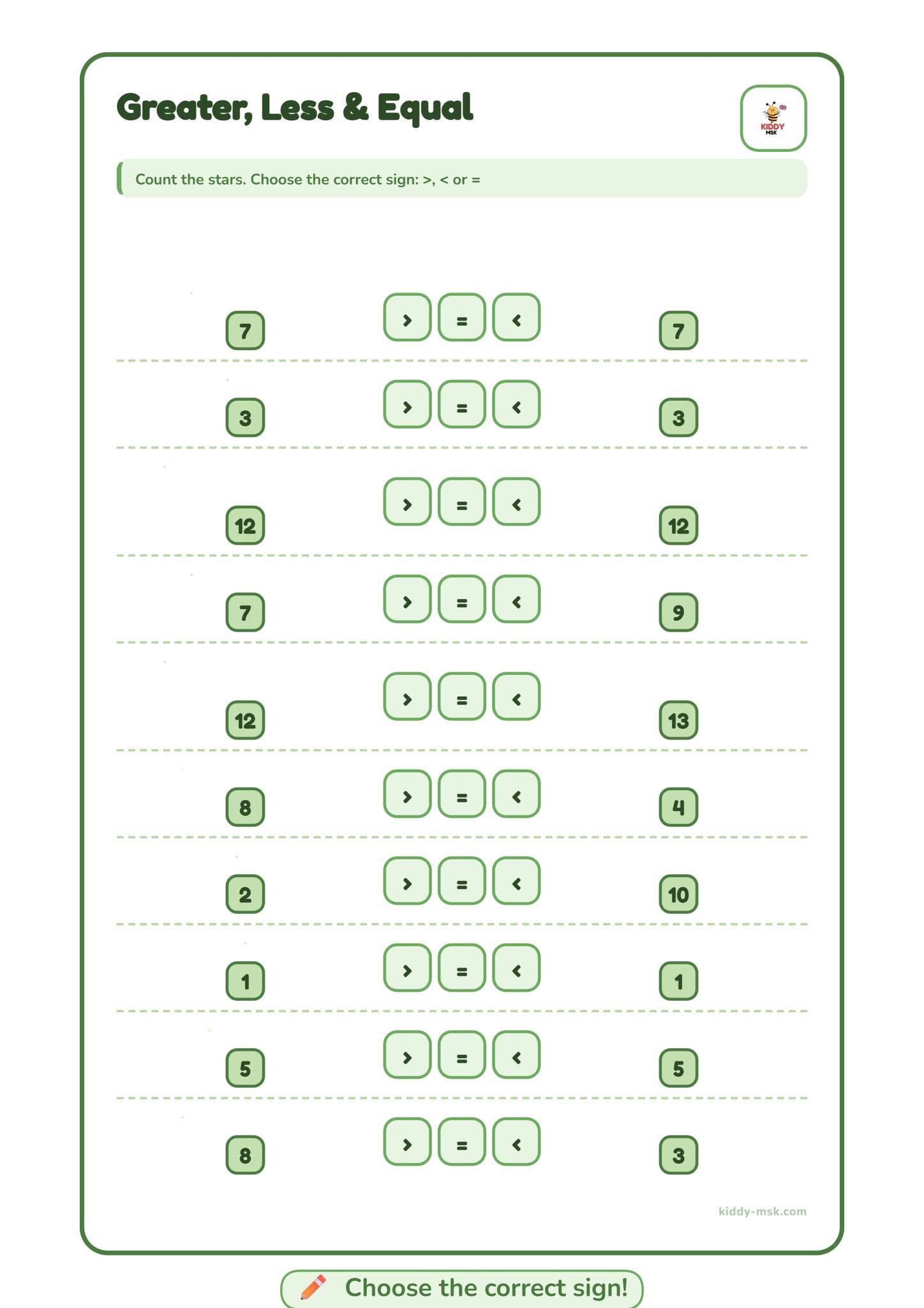 Greater, Less & Equal — Compară numerele — prima pagină
